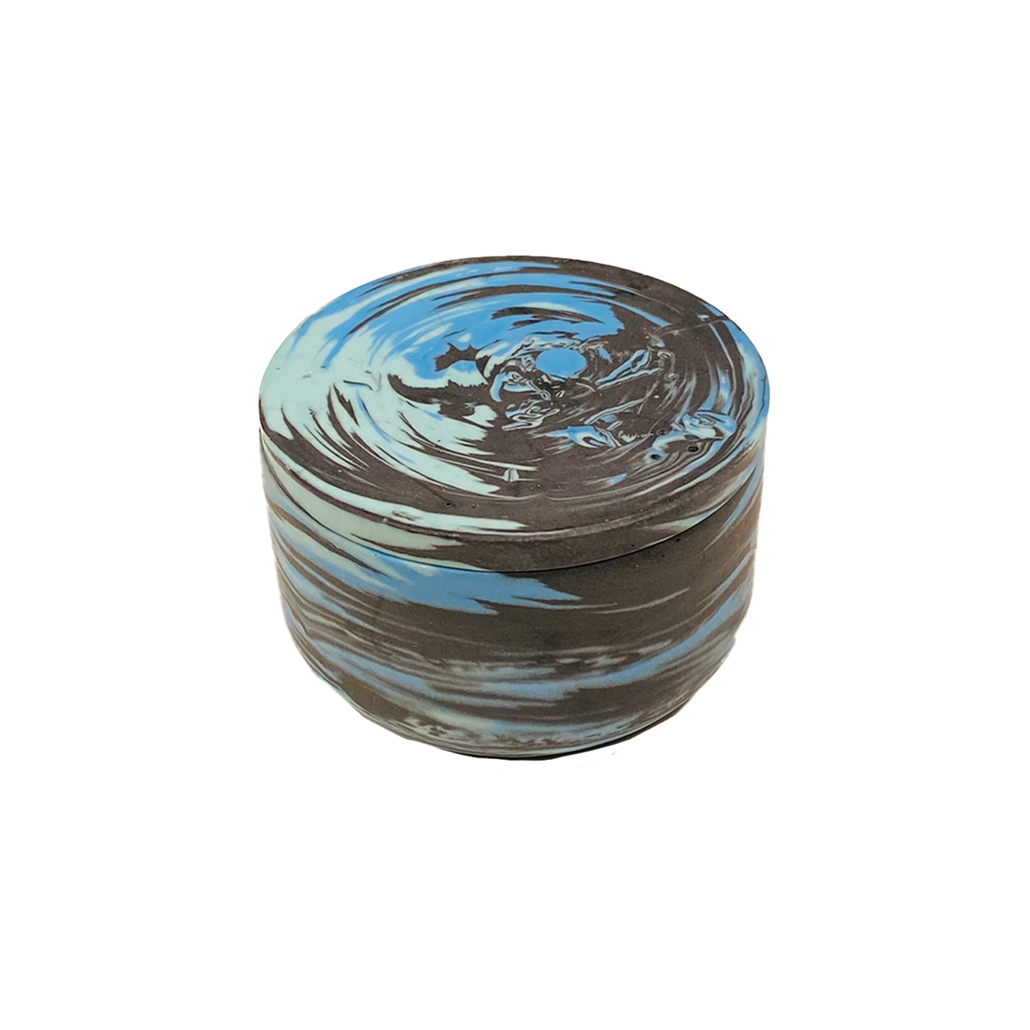 Round Coffin Blue Swirl