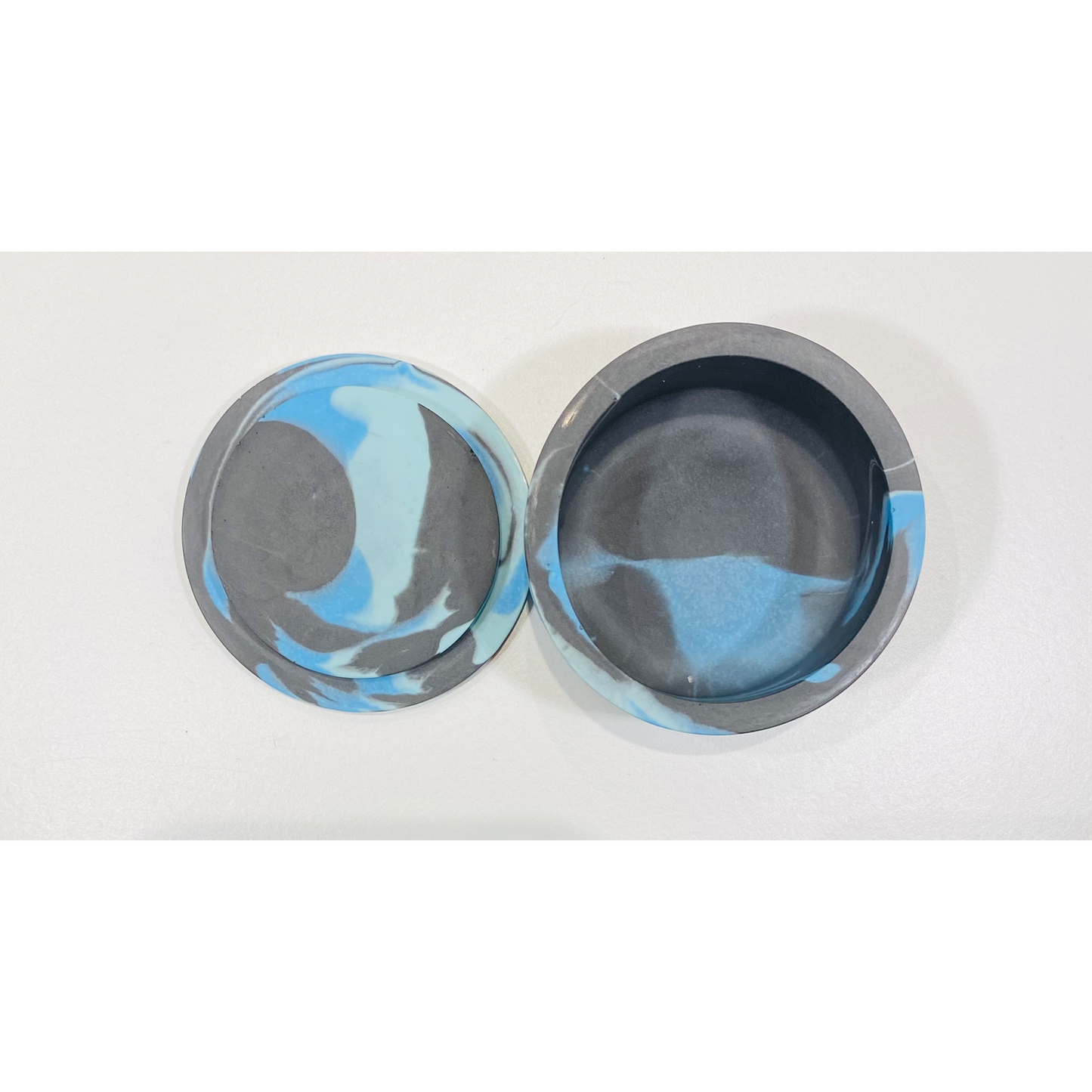 Round Coffin Blue Swirl